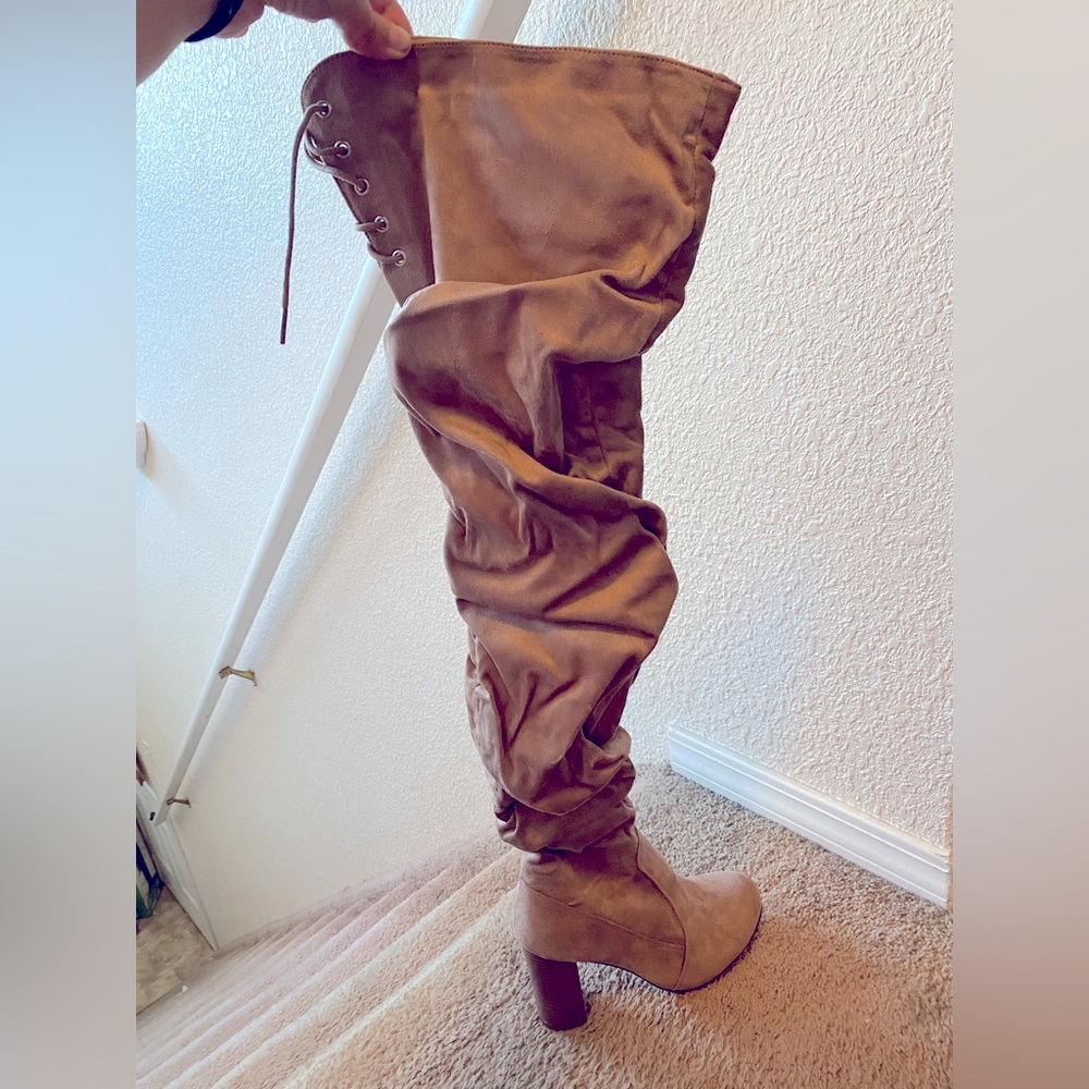 Size 8 taupe over the knee boots